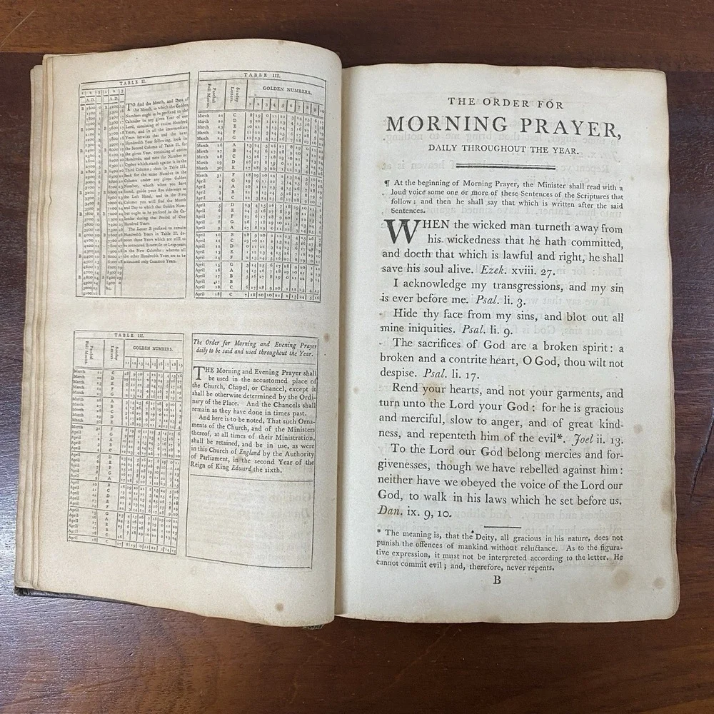 The Book of Common Prayer The Church of England Printed John Jarvis 1792 Marbled